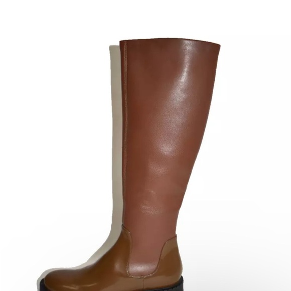 Jeffrey Campbell Lennard Knee High Riding Boot Two Tone Brown Leather SZ 7 - Picture 3 of 6